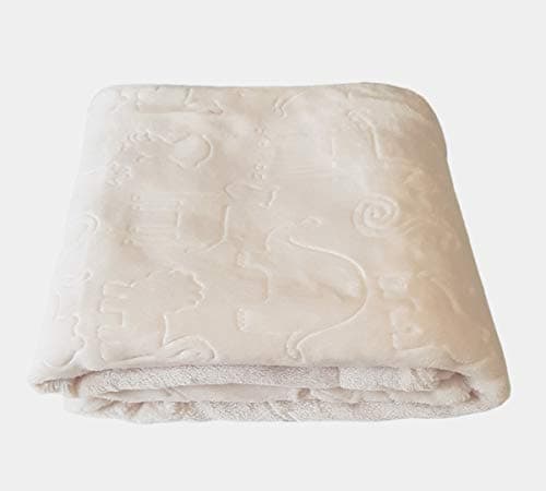 eYone Baby Blanket 75×100 cm - Soft Embossed Fleece - Animal Pattern - Lightweight Baby Comforter - Pram, Cot & Stroller - Unisex Gift - Cream — view 6