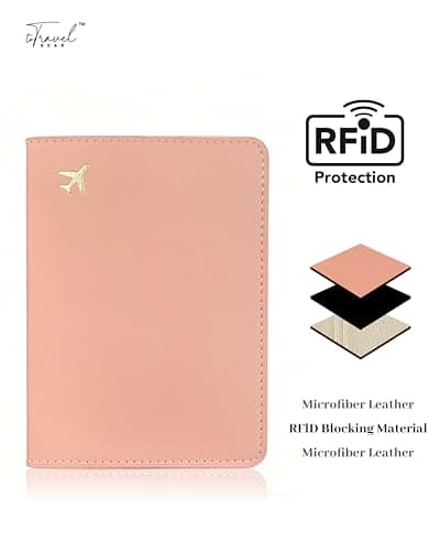toTravelGear Passport Holder for Travel Essentials,RFID Blocking Passport Cover Case for Travel Accessories,Travel Wallet for Women Men, Pink, Compact — view 2
