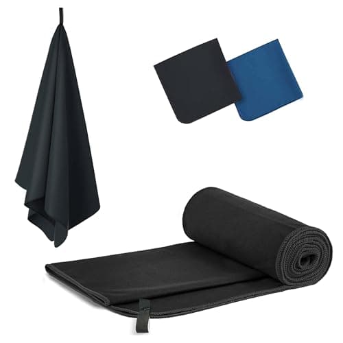 Lepat Microfibre towel, Ultra Lightweight Gym Towel, Super Absorbent Compact Camping Towel, Quick Dry Microfiber Towels for Sports Hiking Travel Camping Beach Swimming (Black, 40 * 60cm)