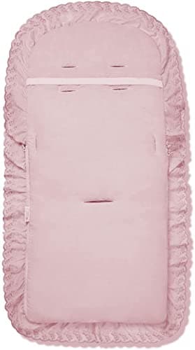 Broderie Anglaise Frilly Universal Fitting Footmuff for Pushchairs Strollers Prams Buggys - Pink — view 4