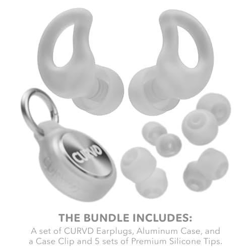 CURVD Everyday Earplugs + Case Clip Bundle, The Perfect earplug for Sleep, Travel, Noise Sensitivity/canceling + Case Clip Package Portable Waterproof Container & Silicone Sleeve for Ear Plugs(Cloud) — view 4
