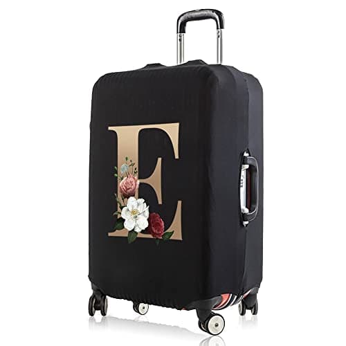 Initial Letter Printed Design Travel Trolley Case Cover Protector Washable Suitcase Cover Luggage Storage Covers for 18-28 Inch Luggage Cover (L (26-28 inch Luggage), gold E) — view 6