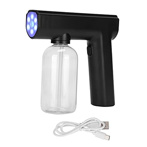 COJJ Handheld Atomizer Sprayer, USB Charge Nano Sprayer Sanitizer Gun with 300ml Capacity, Wireless Mist Disinfectant Fogger, Alcohol Spray Gun for Home School Office (Black)