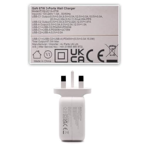 Multi Port 67W USB C Fast Charger Universal Power Adapter for Chromebooks, mac book pro, Lenovo,Dell,HP,ASUS,Acer,Nintendo Switch,IPHONE 15/16,IPAD,Smart Phones TYPE C Charging Block with 2x USB C — view 2