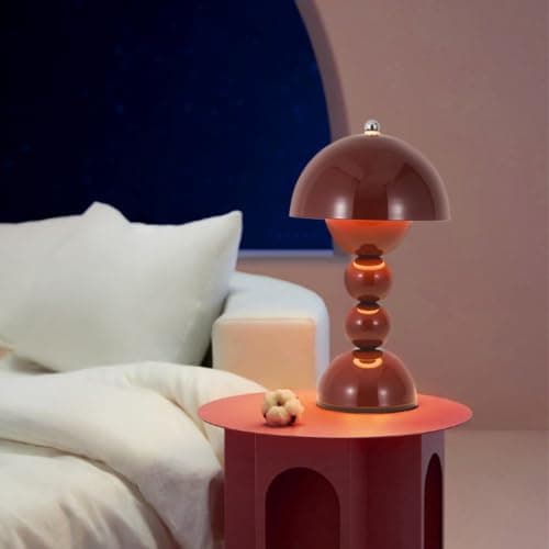 Rechargeable Table Lamp, 3-Color Dimmable Cordless Desk Lamp with Touch Control, Portable Battery Powered Nightstand Lamp for Bedroom, Kitchen, Outdoor, Camping, Decoration，Burgundy — view 6
