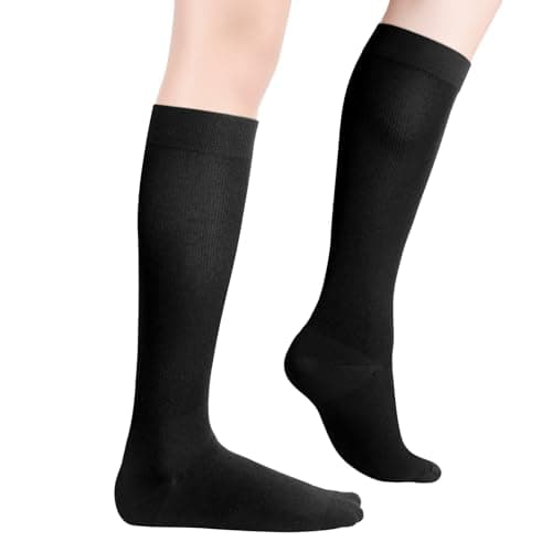 YUEDGE 3 Pairs Compression Socks for Women, Black Travel Flight Socks, Compression Support Stockings for NHS Workers, Pregnancy, Running, Cycling, Activewear, Size 4-7 — view 2