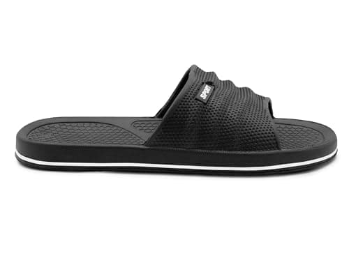 IMTY Womens Sliders EVA Sandal Slippers Ladies Pool Slides Lightweight Beach Flip Flops Bathroom Shower Spa Leisure Sports Slipper (Black, UK Footwear Size System, Adult, Women, Numeric, Medium, 6) — view 3
