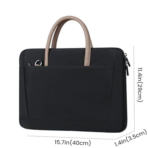 FUNSEED 15.6 Inch Laptop Bag for Women Men Polyester Lightweight Solid Work Computer Laptop Messenger Briefcase Bag for Travel Office, Black, Large — view 4