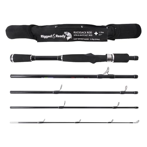 Rigged and Ready Rucksack Compact Spin Baitcast Travel Rod + Micro Trigger