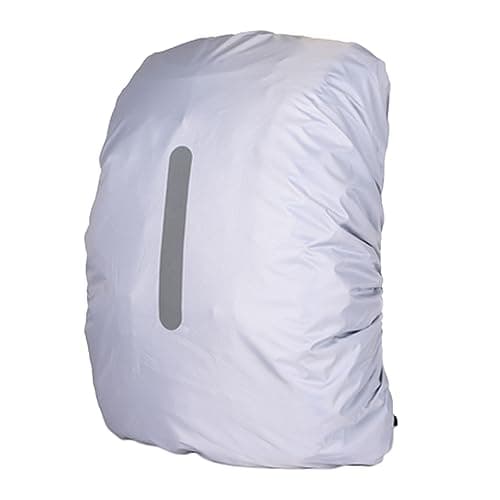 PAPABA Waterproof Backpack Cover Rain with Reflective Strip Storage Bag Anti-theft for Camping School Bags White L