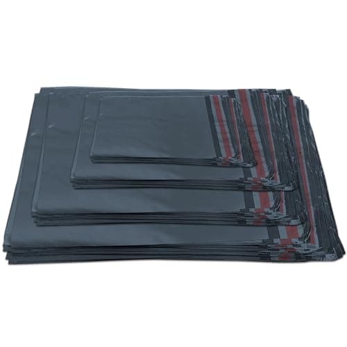 100x Grey Mailing Bags - Assorted Sizes, 100% Recyclable Parcel Bags, Self-Seal Postage Bags for Clothes - Strong & Sealable Plastic Envelopes, Ideal for Large to Small Postal Packing Shipping Posting