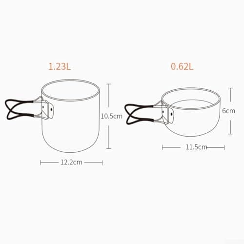 Gdfnmogo Lightweight Camping Cookware Set, Non-Stick Backpacking Pot and Pan with Foldable Handle for Outdoor Hiking(Orange handle) — view 4