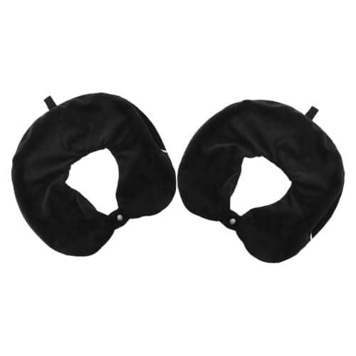 2pcs Reusable U Shaped Travel Pillow Cover with Zipper, Velvet Black