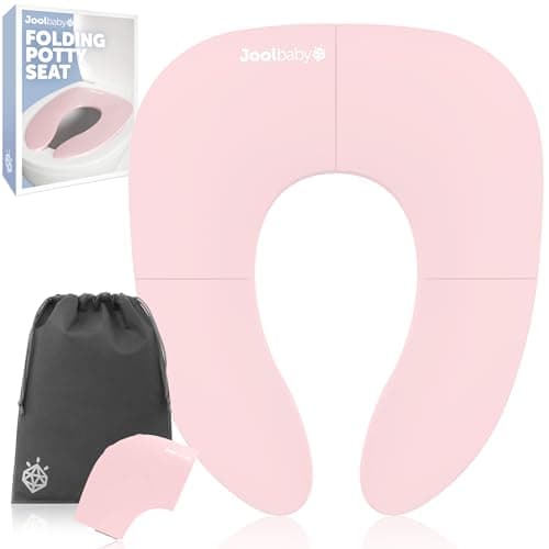 Jool Baby Folding Travel Potty Seat for Girls, Fits Round & Oval Toilets, Non-Slip Suction Cups, Includes Free Travel Bag (Pink)