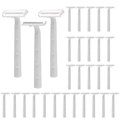 30 PCS Women's Razors for Shaving, Bikini Razors with 2 Stainless Steel Blades and Lightweight Handles Lubricating Strip Gentle Protected Manual Hair Removers Multipurpose for Camping Travel Home