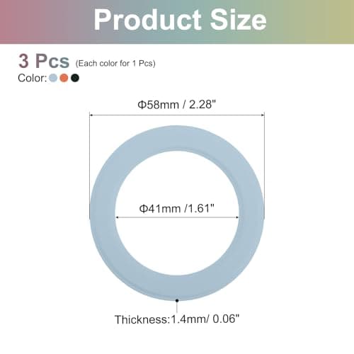 sourcing map Magnetic Sticker Ring, 3 Pcs Universal Magnetic Adapter Ring Leather Magnet Wireless Charging Conversion Kit for Mobile Phone Case Wireless Charger, Black/Orange/Blue — view 2