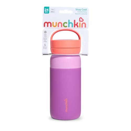 Munchkin Stay Cool Insulated Water Bottle with Straw| 24m+ | 355ml | Purple