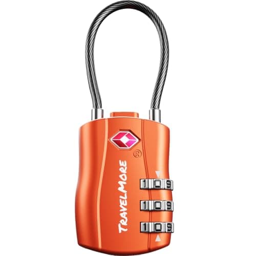 1-Pack TSA Approved Travel Combination Cable Luggage Locks for Suitcases & Backpacks | TSA Lock | Luggage Lock | Orange