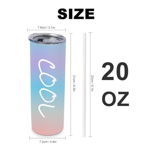 Takuno Custom 20oz Skinny Tumbler with Lid DIY Insulated Stainless Steel Cup with Straw Personalized Travel Coffee Mugs with Photos Text Logo Gifts for Valentines Day Anniversary Birthday Friend Kids — view 2