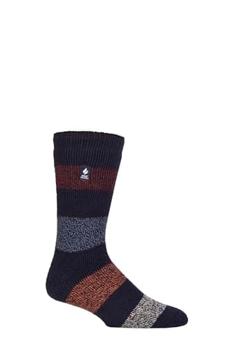 HEAT HOLDERS SOCKSHOP Mens 2.3 TOG Patterned and Plain Thermal Socks Pack of 1 (UK, Numeric, 6, 11, Regular, Regular, Barrow Navy/Burgundy)