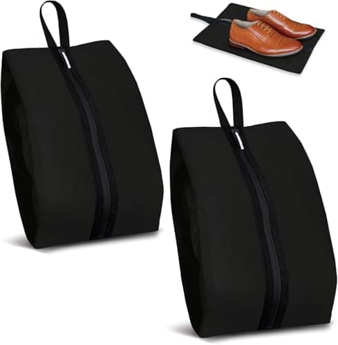 Shoe Bag for Trave, Oxford Fabric Shoe Pouch Odor-Absorbing Waterproof Multi-Purpose Shoe Storage for Golf, Dance, Gym, Travel Organizer or Dust Cover (2, Black)