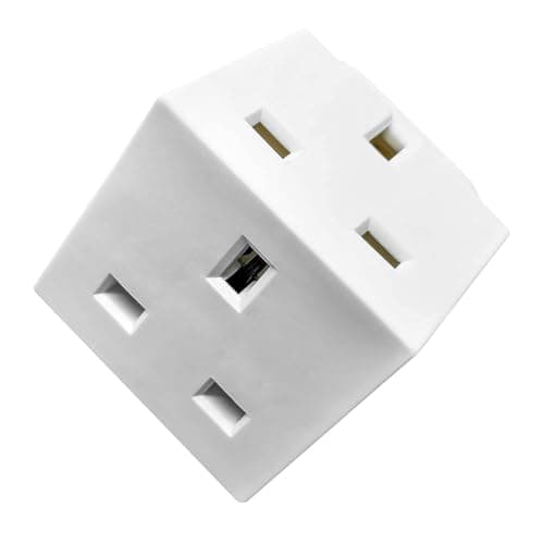 LUXFAB 2 Way Double Plug Adaptor 3 Pin Power Adapter Plug Splitter 13A Multi Plug Adaptor 2 Way Plug Adapter UK Cube Electric Double Adapter Plug UK Wall Plug (2 Way (Pack of 1))