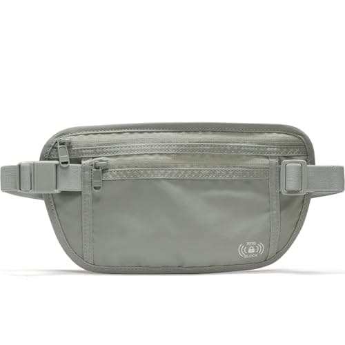 Pander Unisex RFID Anti Theft Waist Pouch Money Belt for Travel, Blocking Hidden Wallet Belt Bag for Women, Protects Your Valuables and Data., Light Grey, 27 X 15 CM, Rfid Money Belt