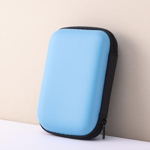 MuchLuckystar Hard Drive Storage Case, 2.5 Inch EVA Zipper Protective Bag for External HDD SSD USB Cable Charger Earphone Organiser Travel(Sky-Blue) — view 5