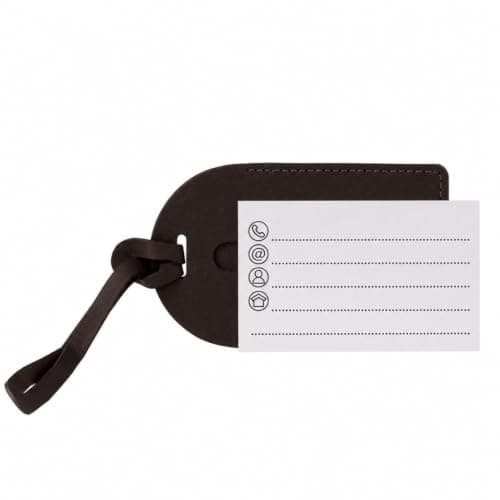 Wasama Genuine Leather Luggage Tag | Travel Baggage Tag | Durable Strap & Privacy Flap (Dark Brown) — view 3