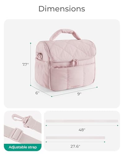 bagsmart Insulated Lunch Bags for Women, 6.7L Portable Lunch Box with Shoulder Strap Reusable Cooler Bag, Puffy Thermal Lunch Tote for Work/School/Picnic/Travel — view 6
