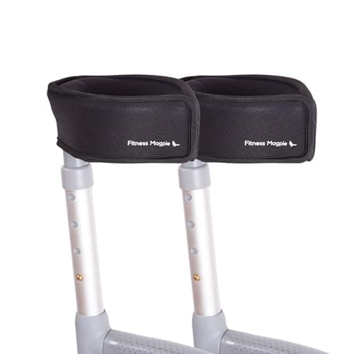 Fitness Magpie Neoprene Crutch Arm Cuff Covers – Comfortable Anti Slip Crutches Handle Pads – Pair of Black Cushion Crutches Arm Cuff Covers for Walking Sticks UK