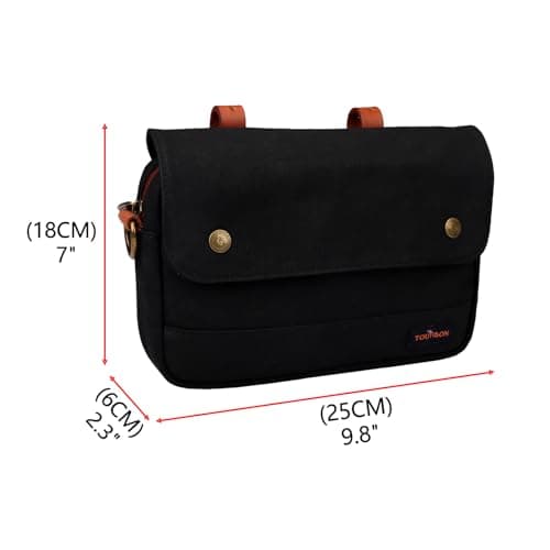 TOURBN Waterproof Canvas Bike Panniers Bicycle Pouch Handlebar Bag Black — view 3