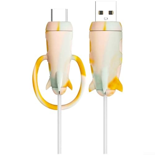 Silicone Cable Protector Organizer, Non-Slip Cord Savers With Built-In Strap, For USB A C Charging Cables Travel Home(C)