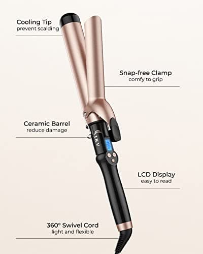 38mm Large Curling Tong Extra Long Barrel,110-210°C, Big Curls — view 6