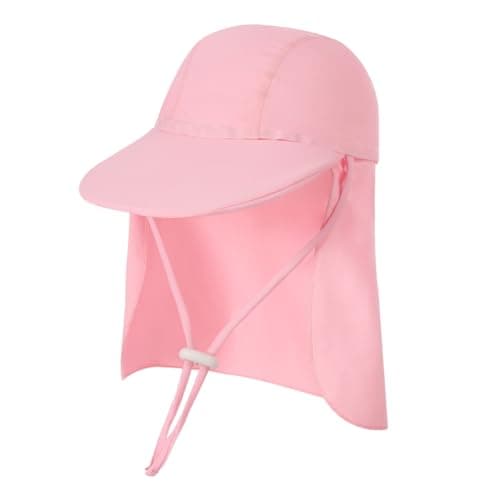 Kids Beach Sun Hat with Neck Flap UPF 50+ Summer Swim Cap with Adjustable Chin Legionnaires Hat Sun Protection Beach Hat Soft Neck Protection Sun Visor Baseball Cap for Travel Holiday Seaside