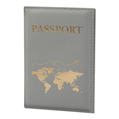 ILIYAH Passport Cover - Waterproof Travel Accessories, PU Leather Holder (Grey)