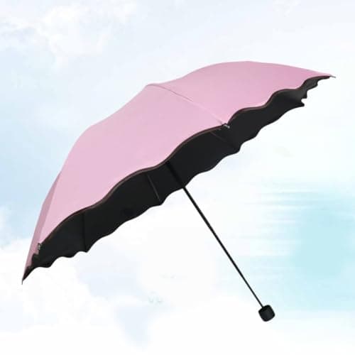 KONTONTY Pink Foldable Sunscreen Umbrella Brim with 8 Ribs, Petal Edge — view 3