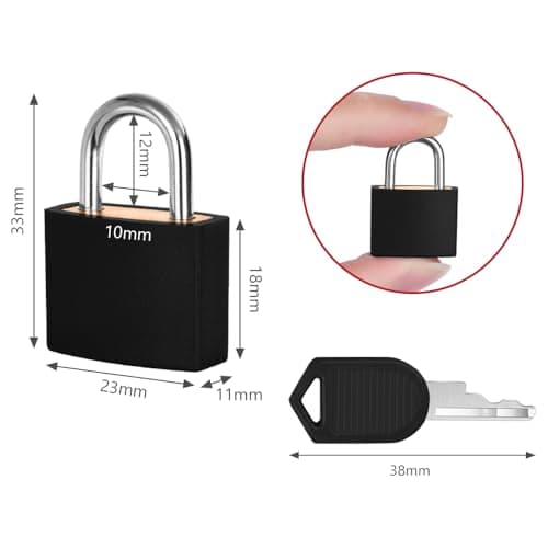 Flintronic 3 Pack Suitcase Lock with Key Small Padlock Luggage Lock Travel Lock Backpack Lock, Color Metal Padlock with Key, Small Padlock for Travel Backpack Play Fitness, Black — view 2