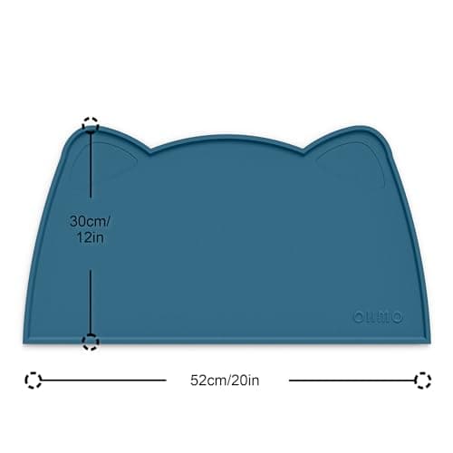 OHMO Silicone Cat Food Mat for Food&Water Bowls, 52x30cm, Teal — view 2