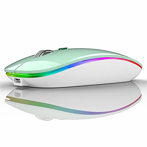 Uiosmuph G12 Wireless Mouse for Laptop, Rechargeable Mice, Silent - Mint