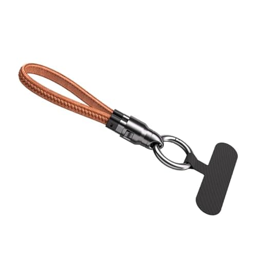 PD240W Keychain Fast Charging Cable 2-in-1 Portable USB C to C Cable for Travel and Outdoor Activities Microfiber Braided 22cm (Brown) — view 2