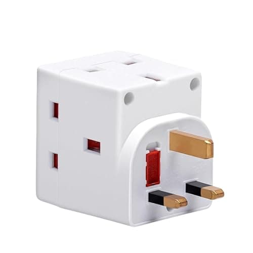 Double Dragon 3 Way Plug Adapter UK, 3 Pin Plug Adapter 3 Way 13Amp Wall Socket Adapter, Multi Plug Extender Socket Splitter Extension Block for Kitchen, Home, Office