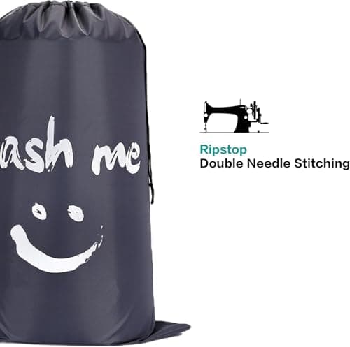 CJWLKJ 2-Pack XL Travel Laundry Bag, Machine Washable Dirty Clothes Organizer, Large Enough to Hold 4 Loads of Laundry, Easy Fit a Laundry Hamper or Basket (Grey+Pink) — view 6