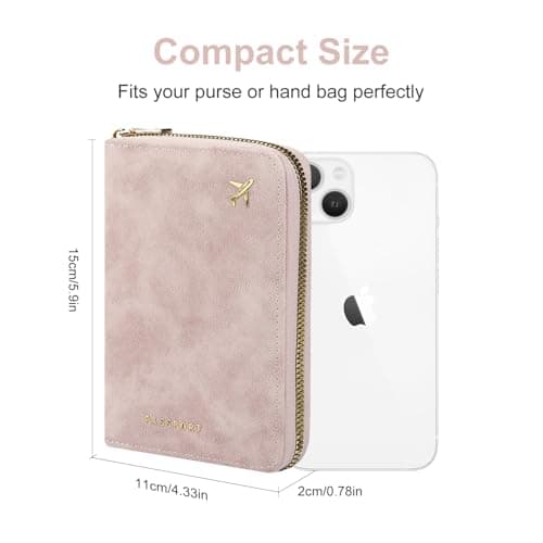 ILIYAH RFID Anti-Theft Passport Wallet Holder - Waterproof PU Leather Family Travel Document Organizer with Safe Zipper (Pink) — view 5