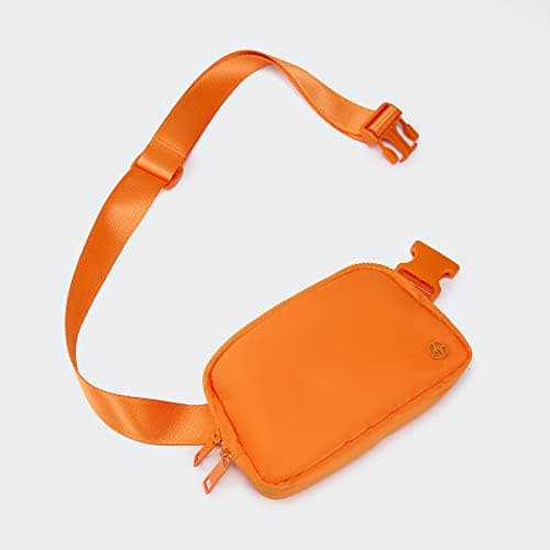 Pander Double Zipper Fanny Pack Nylon Everywhere Belt Bag, Fashion Waist Packs for Women with Adjustable Strap, 1L. (Dark Orange) — view 2