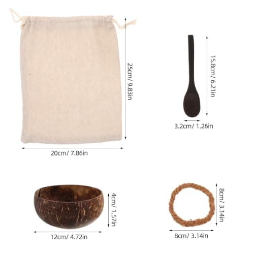 HAKIDZEL Portable Coconut Shell Mask Mixing Bowl with Smooth Interior and Cotton Linen Sack for Home Skincare and Travel Spa Kits, Enhanced Hygiene and Optimal Portion Control Facial Mask — view 2