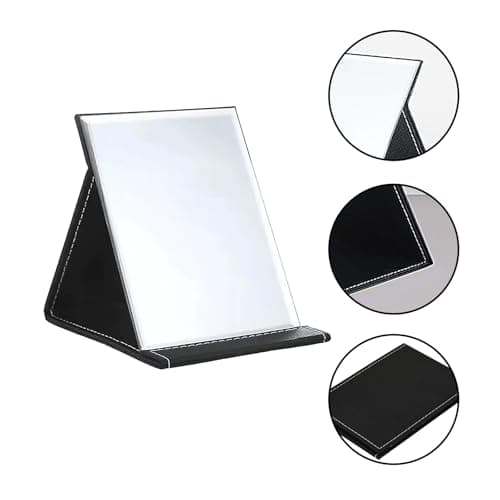 C5DGPH Folding Tabletop Travel HD Makeup Mirror,PU Leather Foldable Cosmetic Mirror,Compact Standing Vanity Mirrors for Men, Women and Girls — view 3