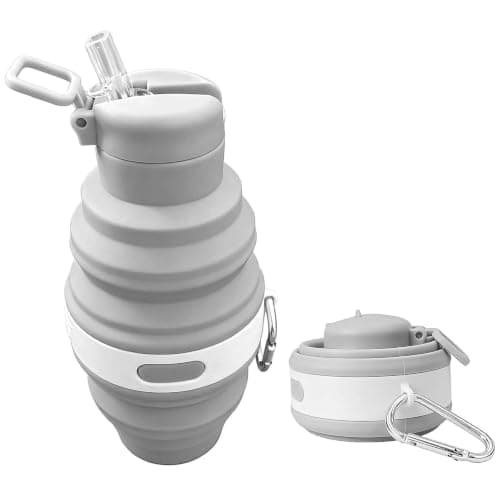 NIFTYY Collapsible Silicone Water Bottle BPA-Free with Carabiner (Grey)
