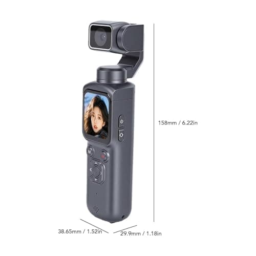 4K Handheld Vlogging Camera with WiFi, Outdoor Pocket Gimbal Camera, 330° Rotating Lens Handheld Video Camcorder, 64MP Fast Focusing Face Tracking, 3-Axis Stabilizer for Travel Vlog (Black, 128G) — view 5