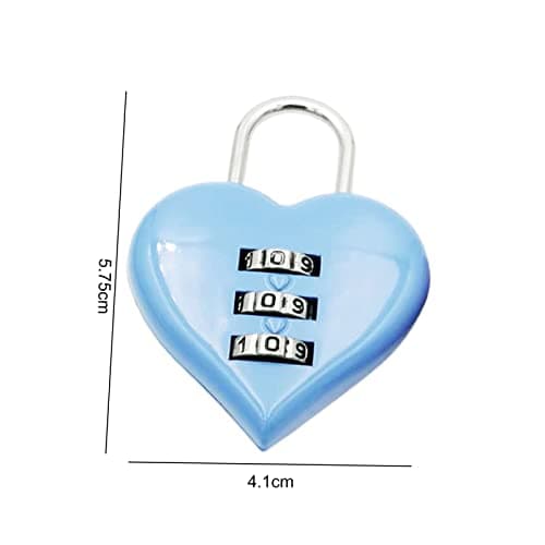 Altsuceser Mini Code Lock, Mini Heart Password Lock Small Metal Heart Shaped Padlock 3-Digit Code Combination Padlock for Travel Bags Suitcase Lockers Backpacks Jewelry Boxes Light Blue — view 2